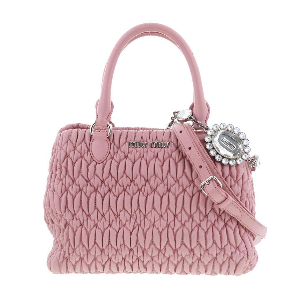 Miu Miu Matelasse Nappa Crystal Handbag Pink